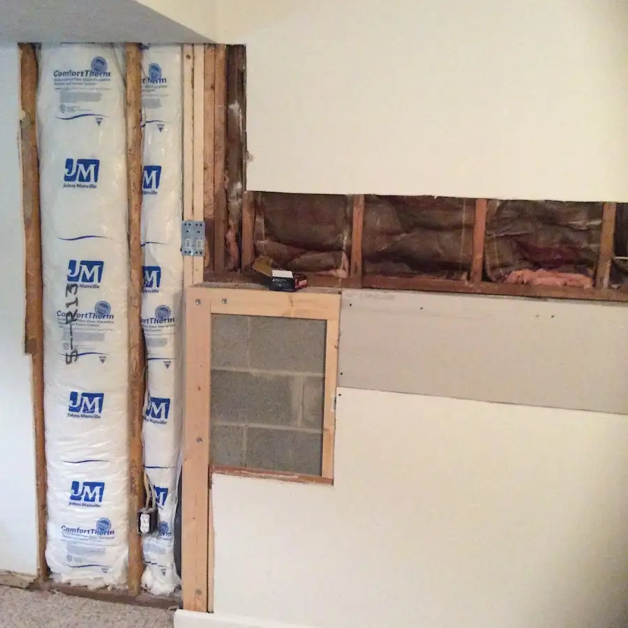 Wall insulation replacement during Contents Cleaning & Restoration in Ambridge